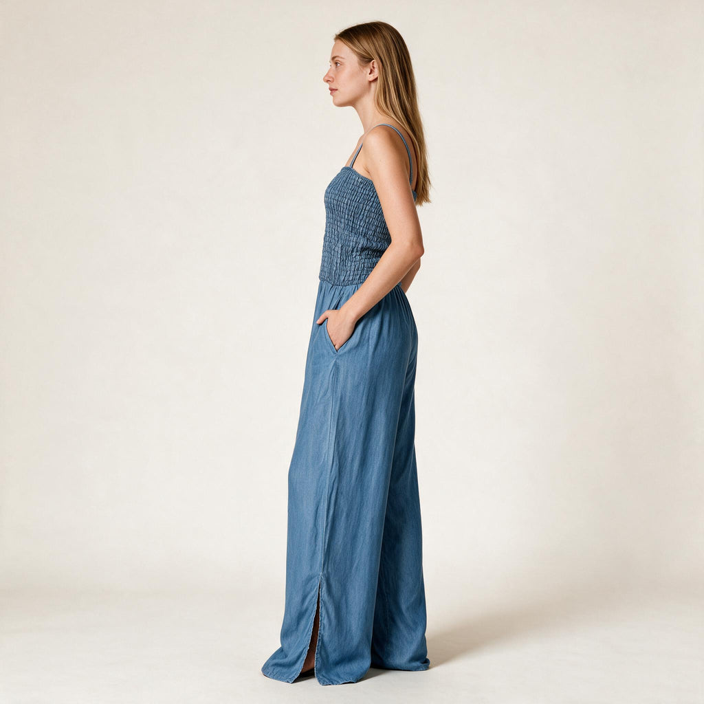 Ladies Blue Dungaree Long Dress - Fall Winter