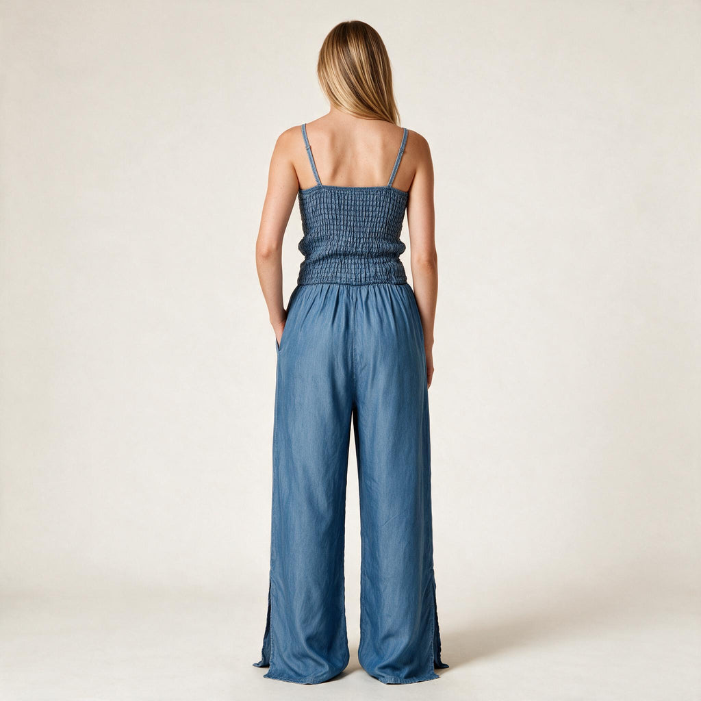 Ladies Blue Dungaree Long Dress - Fall Winter