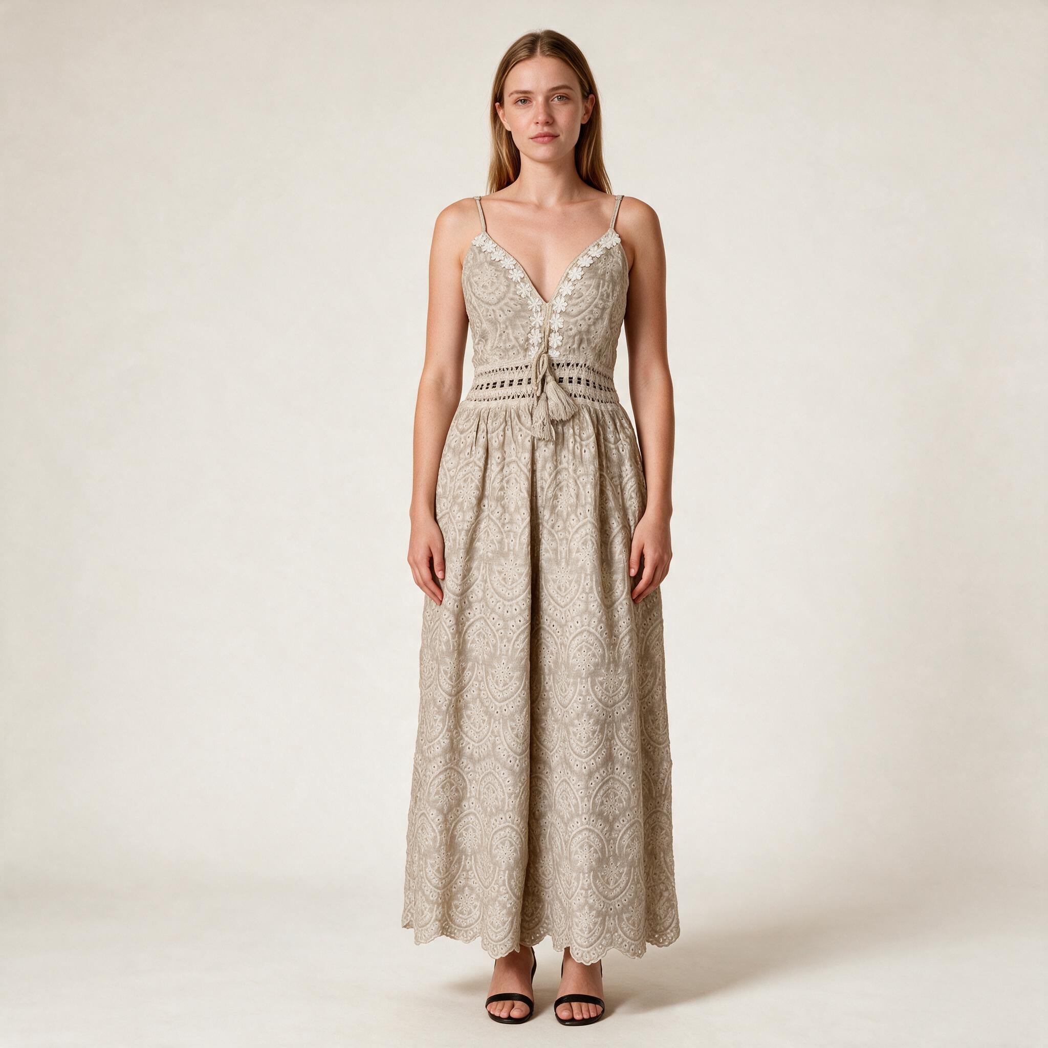 Beige Timeless Jumpsuit Shirred Backside