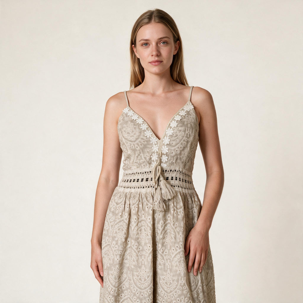 Beige Timeless Jumpsuit Shirred Backside