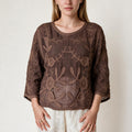 Boho Brown Embroidery Ladies Timeless Blouse - Fall Winter Top