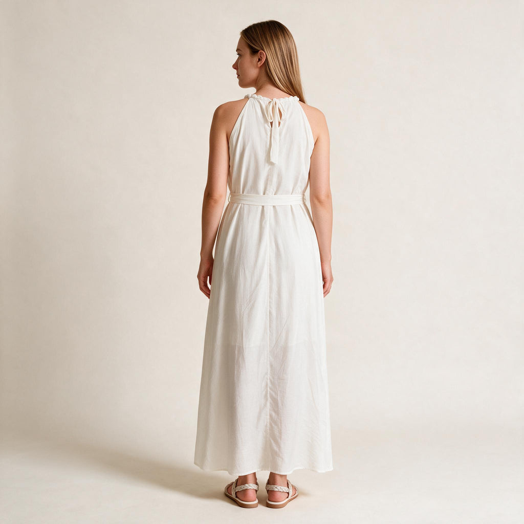 Elegant White Long Party Dress- Adjustable Strap , Fall Dress