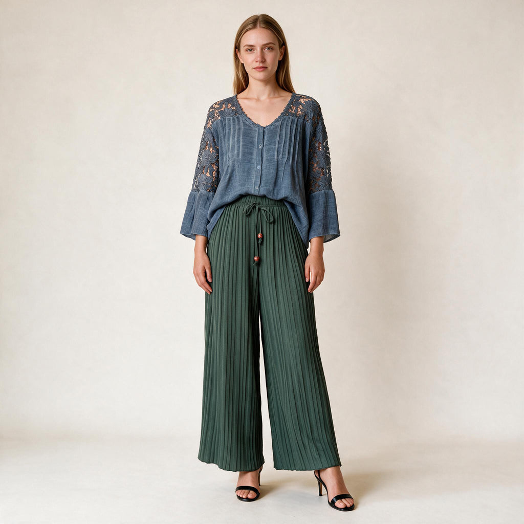 Ladies Blue Detailed Embroidery Top