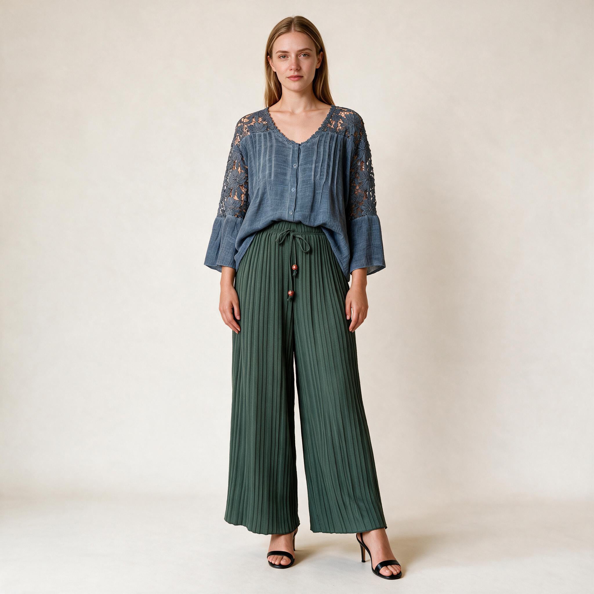 Ladies Blue Detailed Embroidery Top