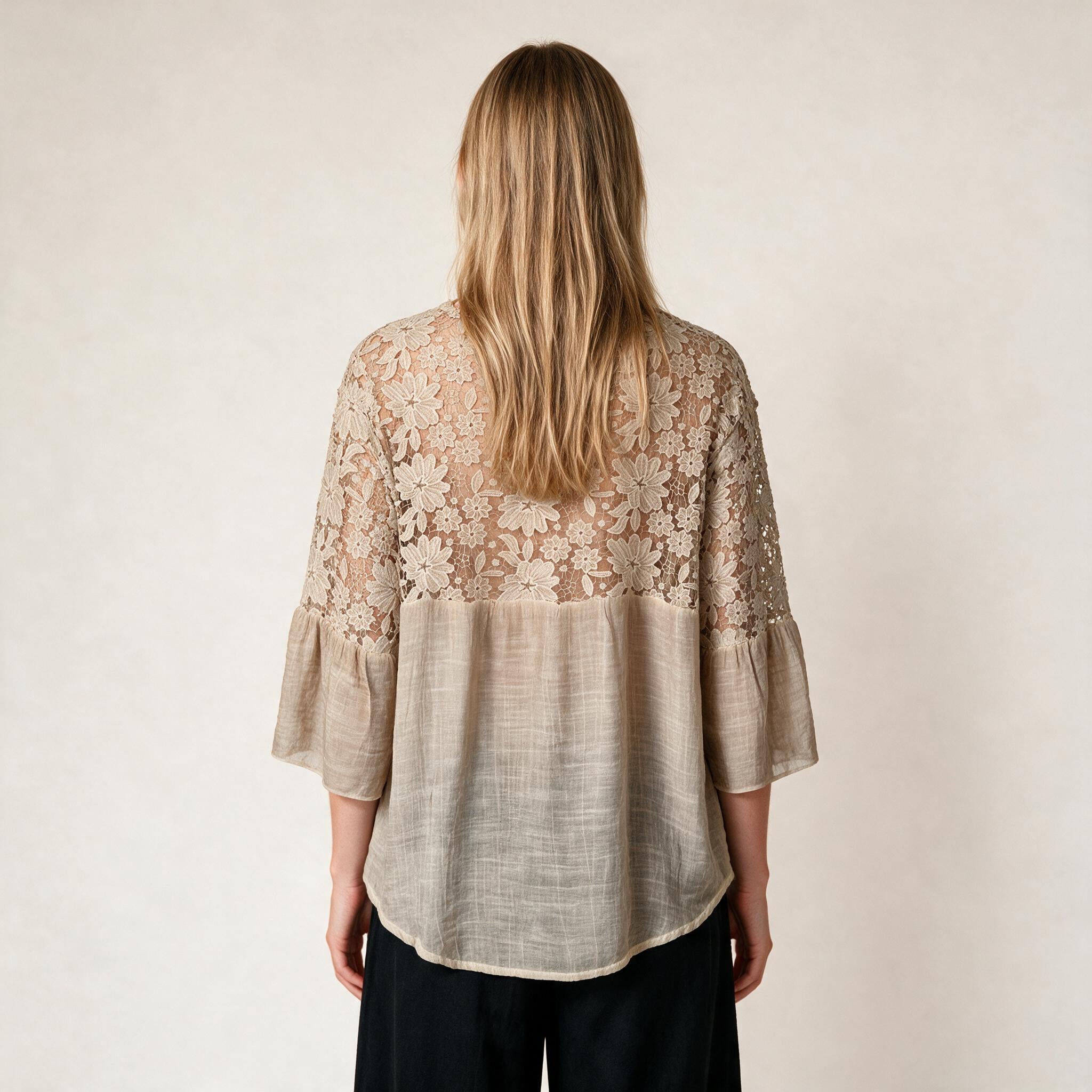 Ladies Beige Detailed Embroidery Top