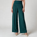 Emerald Green Luxury Silk Wide Leg Trousers -Size S , Fall Winter