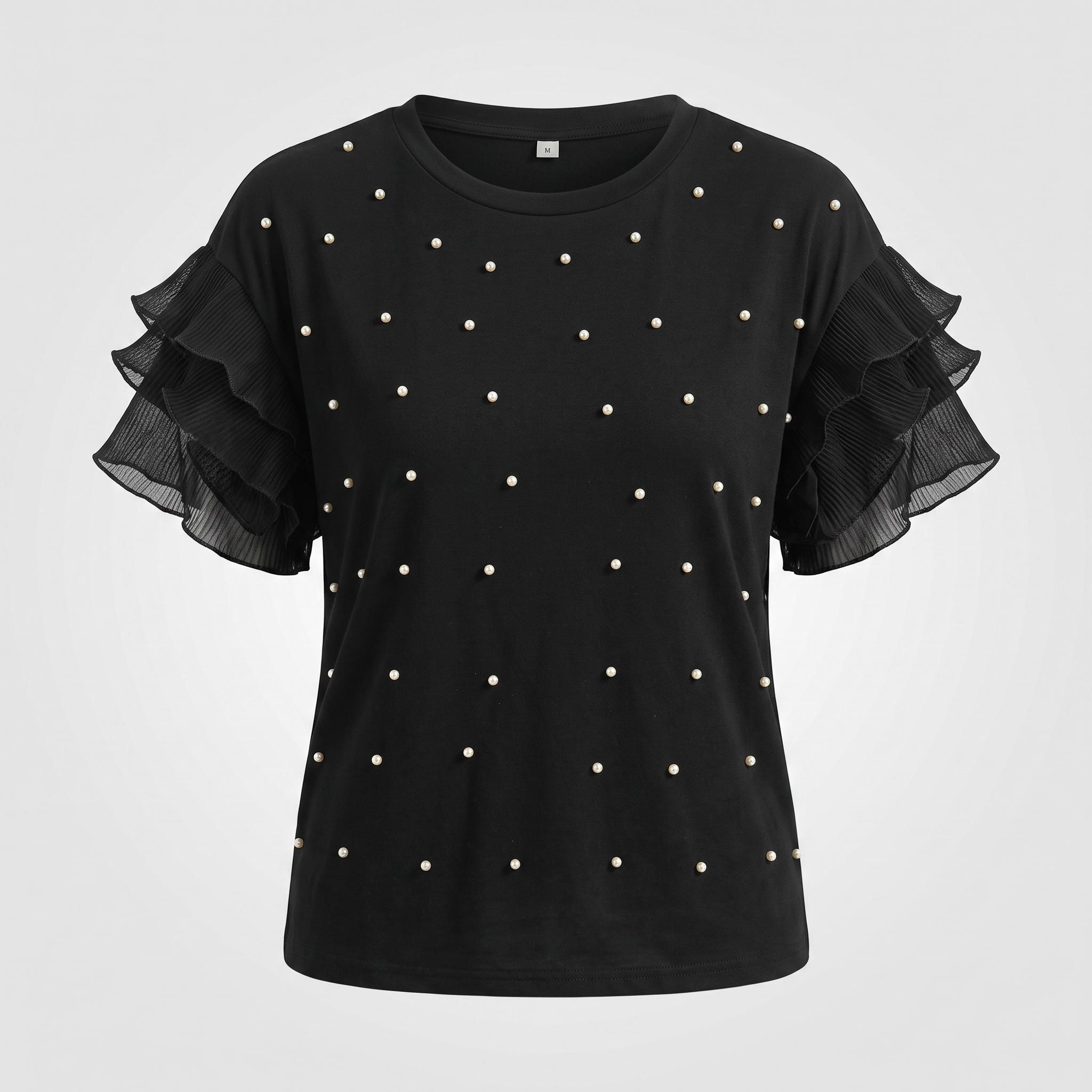 Women's Black Ladies Pearls All Season T-Shirt Size M UK 12 14