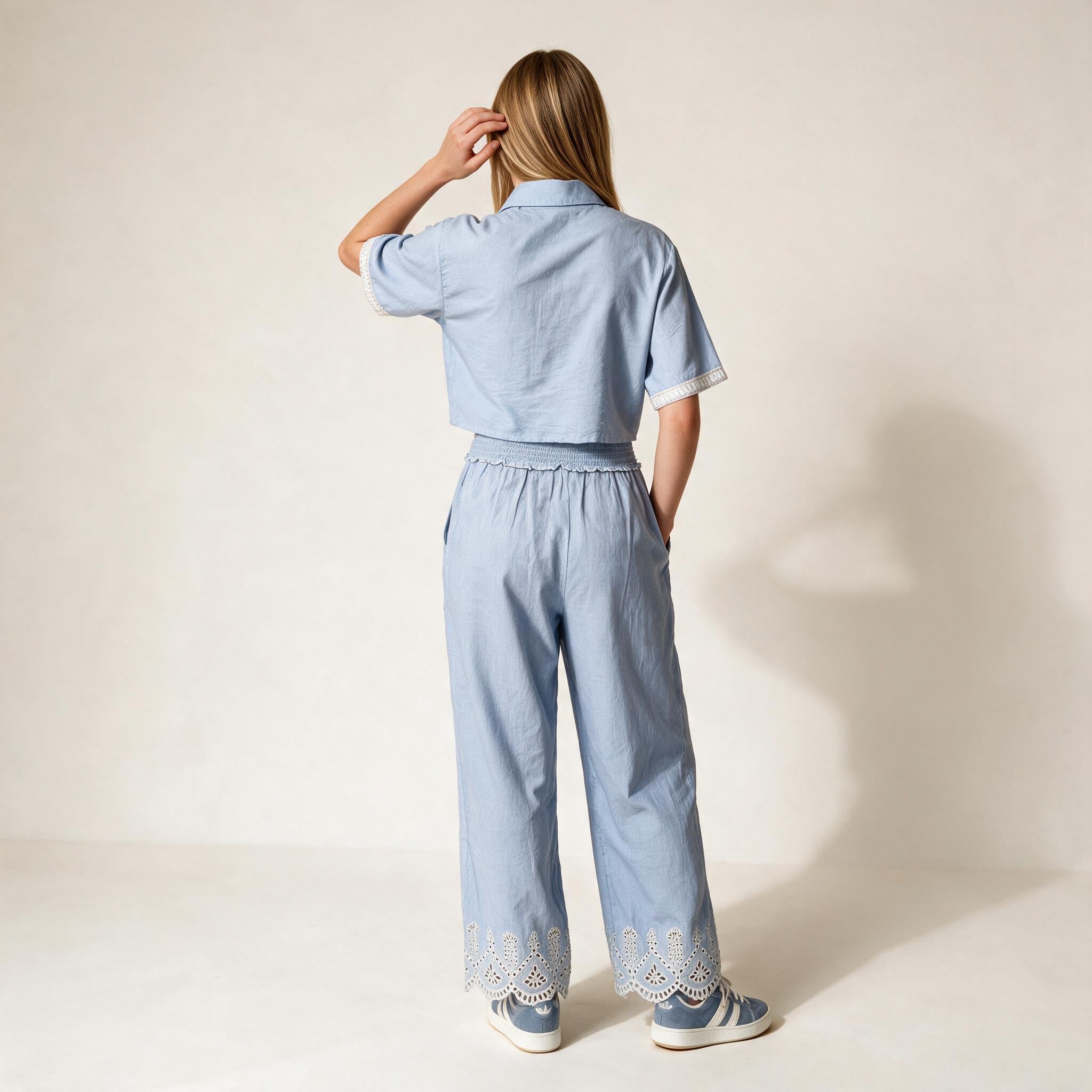 Women's Light Blue Embroidery Co-ord Set - Women's wear