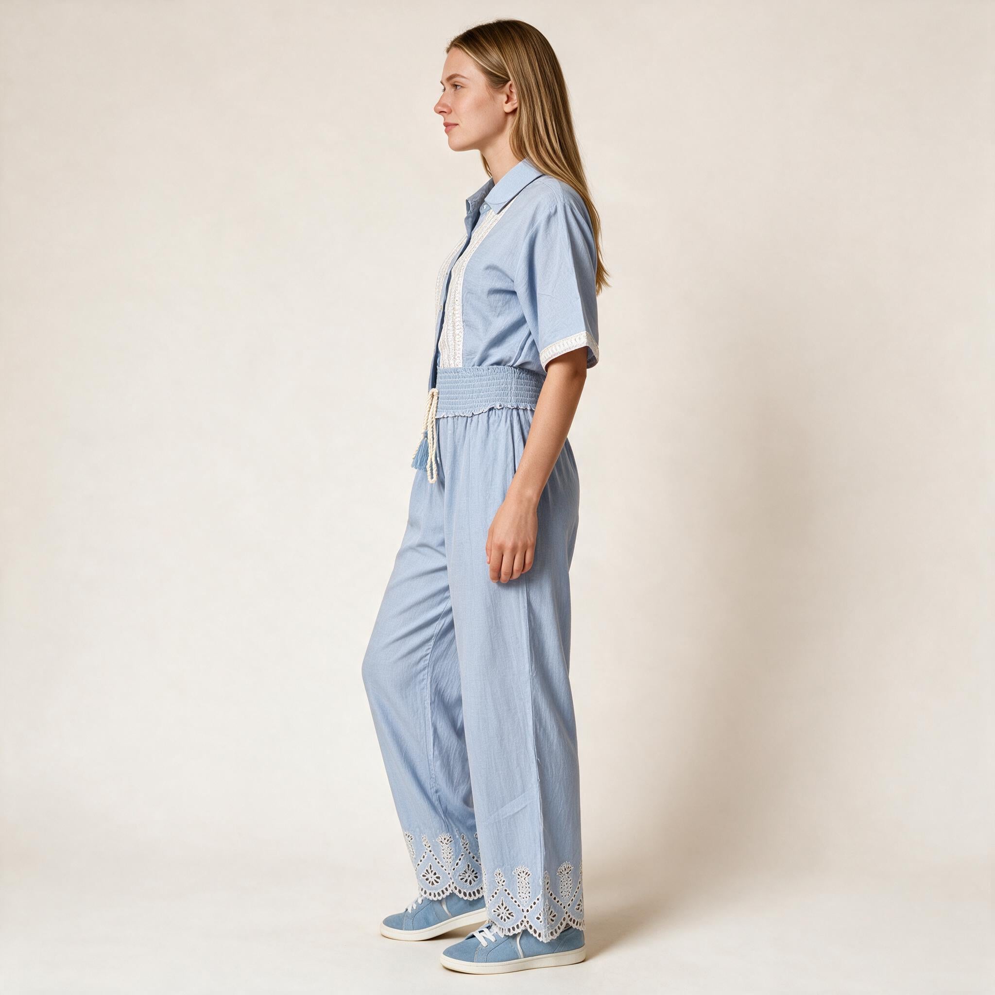 Women's Light Blue Embroidery Co-ord Set - Women's wear