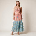 Women's Pink & Turquoise Skirt and Blouse Party Dress for Women