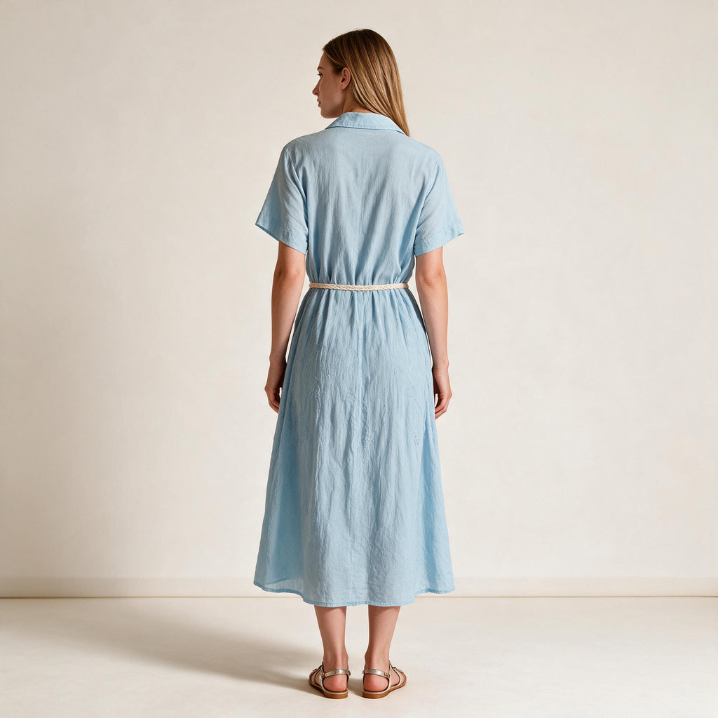 Women's Sky Blue Belt Dress Size M, UK 12 14