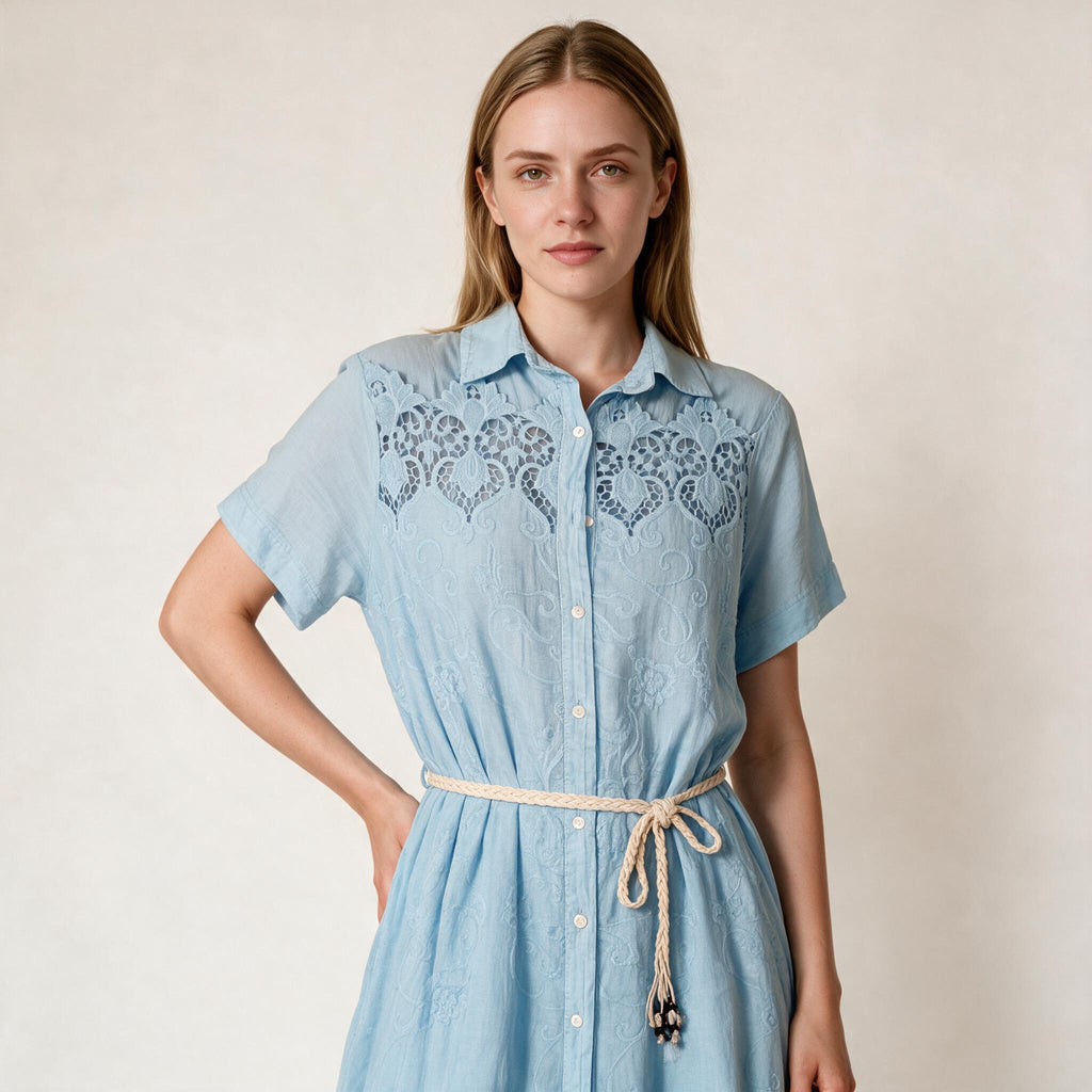 Women's Sky Blue Belt Dress Size M, UK 12 14