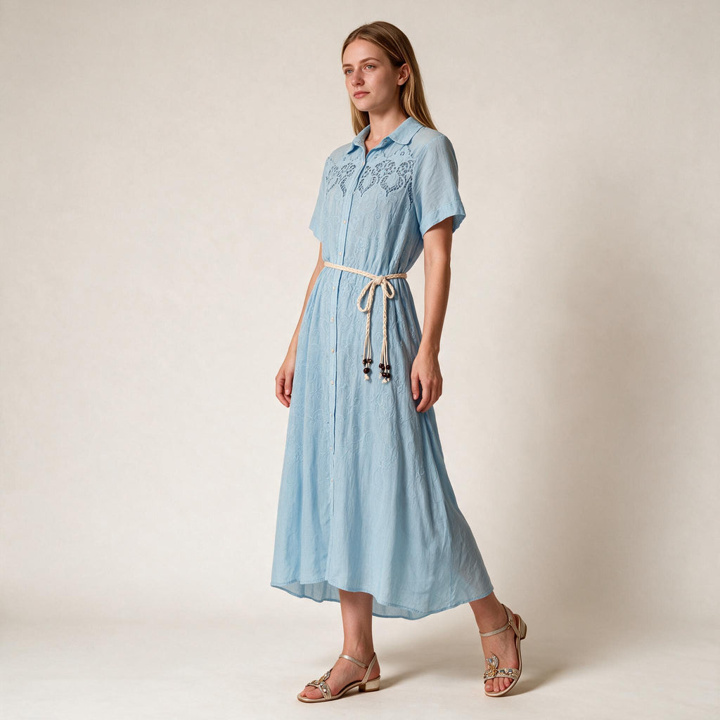 Women's Sky Blue Belt Dress Size M, UK 12 14
