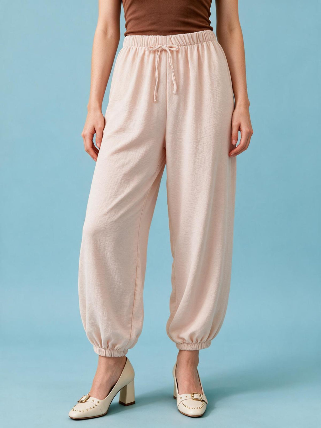 Trendy Balloon Trousers for Women - Beige Color