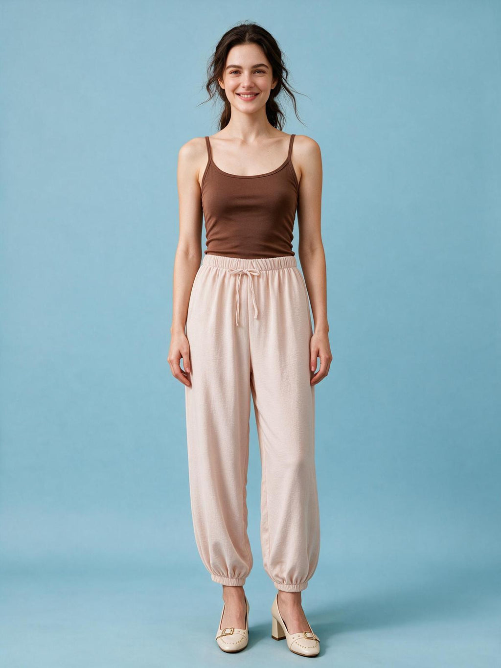 Trendy Balloon Trousers for Women - Beige Color