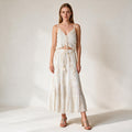 Women's White Embroidery Skirt & Blouse Party Dress