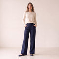 Women's Black & Beige Crew Neck Sweater