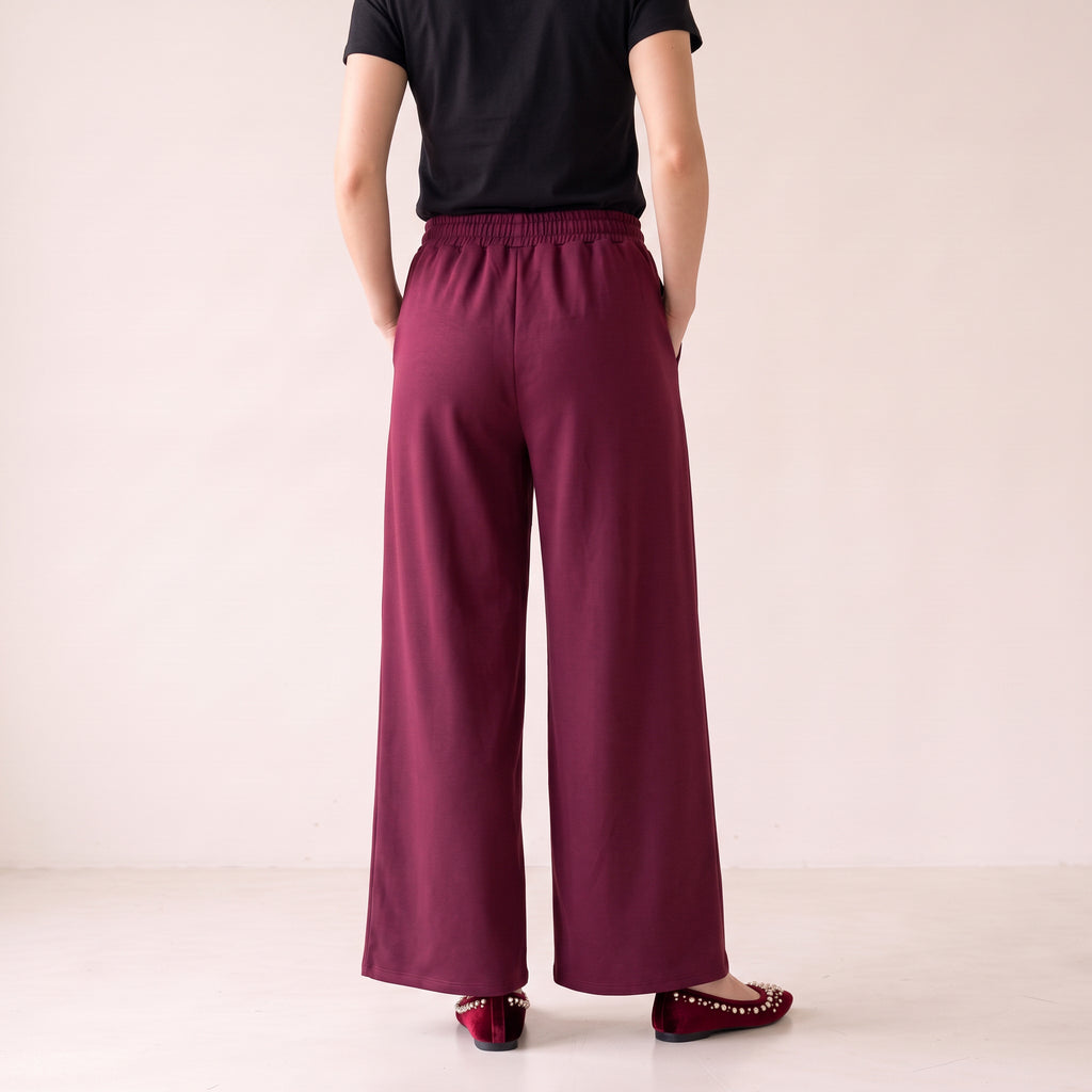 Women's Wide Leg Trousers with Adjustable Drawstring & Pleated Front