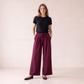 Women's Wide Leg Trousers with Adjustable Drawstring & Pleated Front