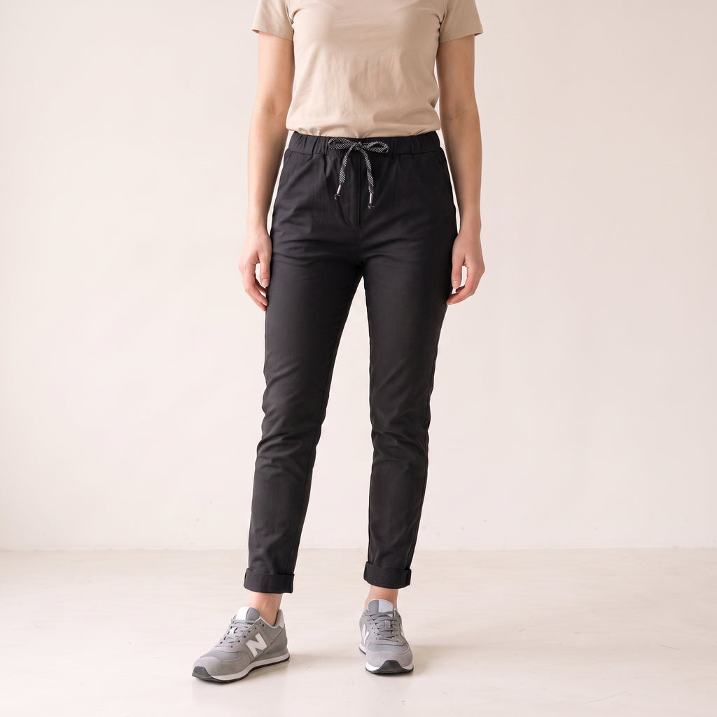 Women's One Size Flexible Chinos in Black Olive Brown Colors - Fits to UK 12 14 16