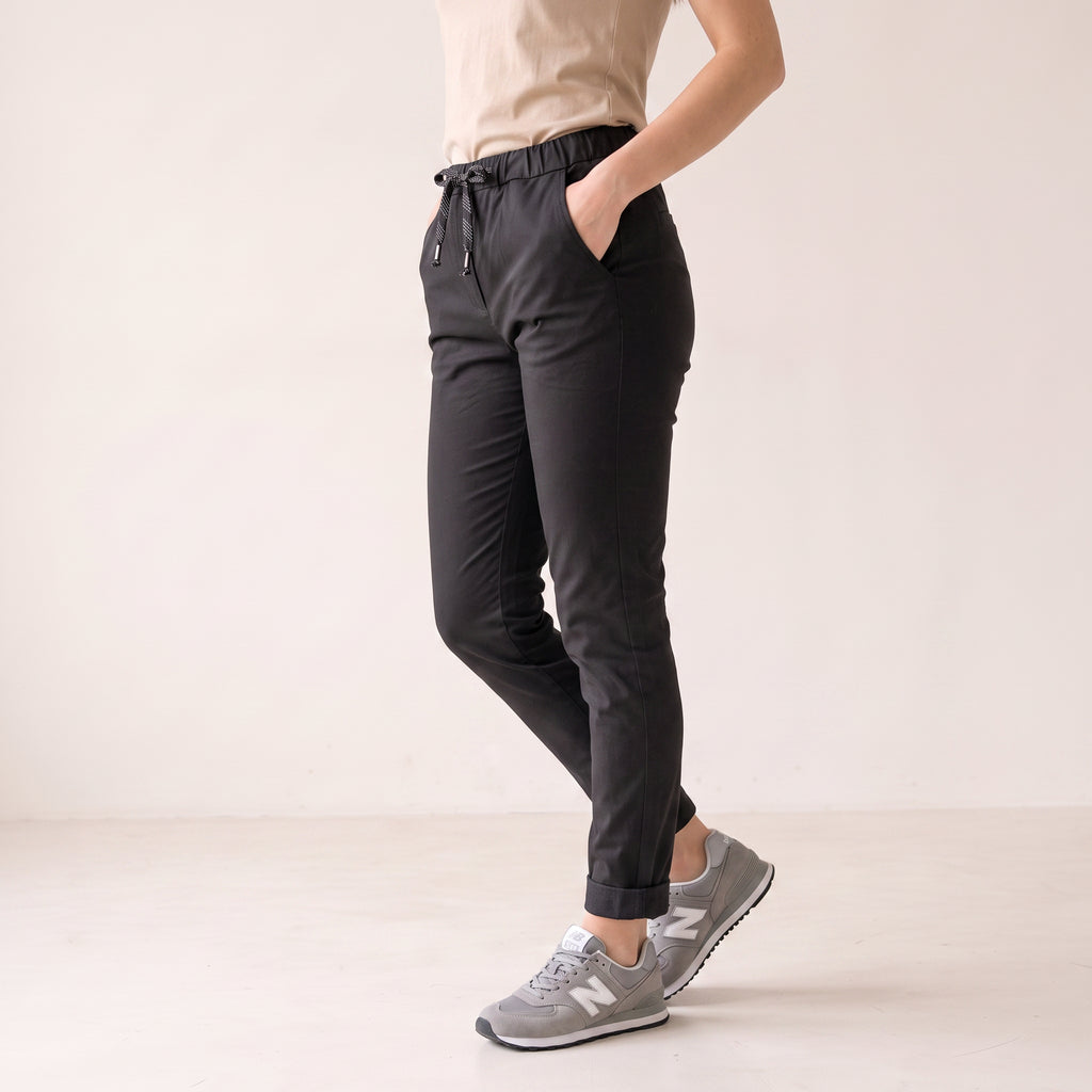 Women's One Size Flexible Chinos in Black Olive Brown Colors - Fits to UK 12 14 16