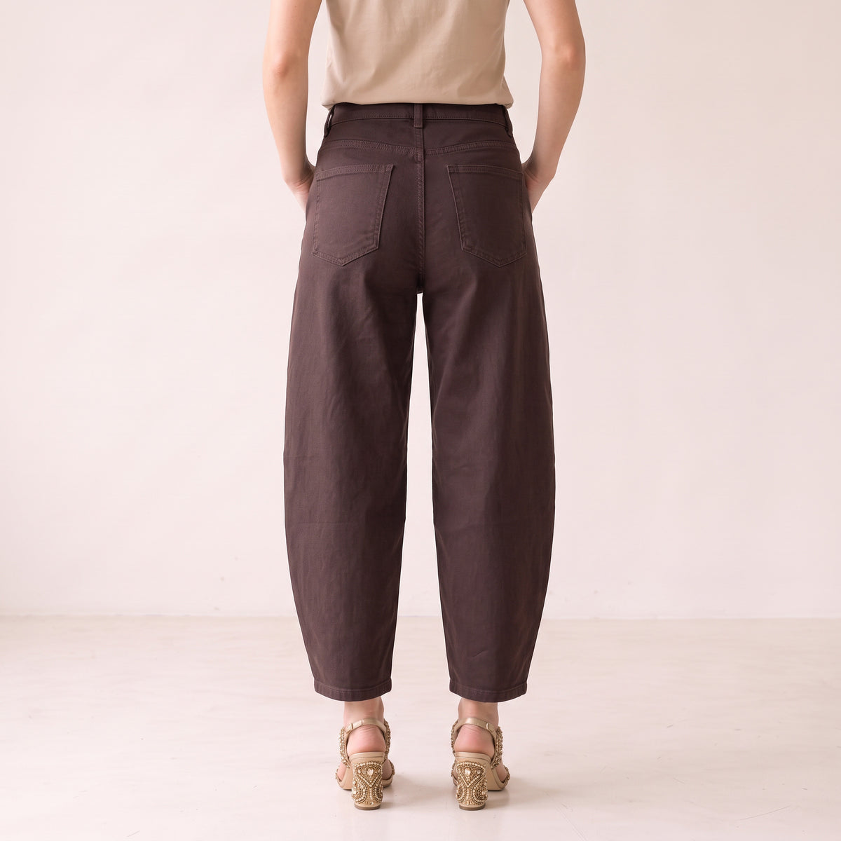 Women's Deep Brown Flexible Balloon Pants