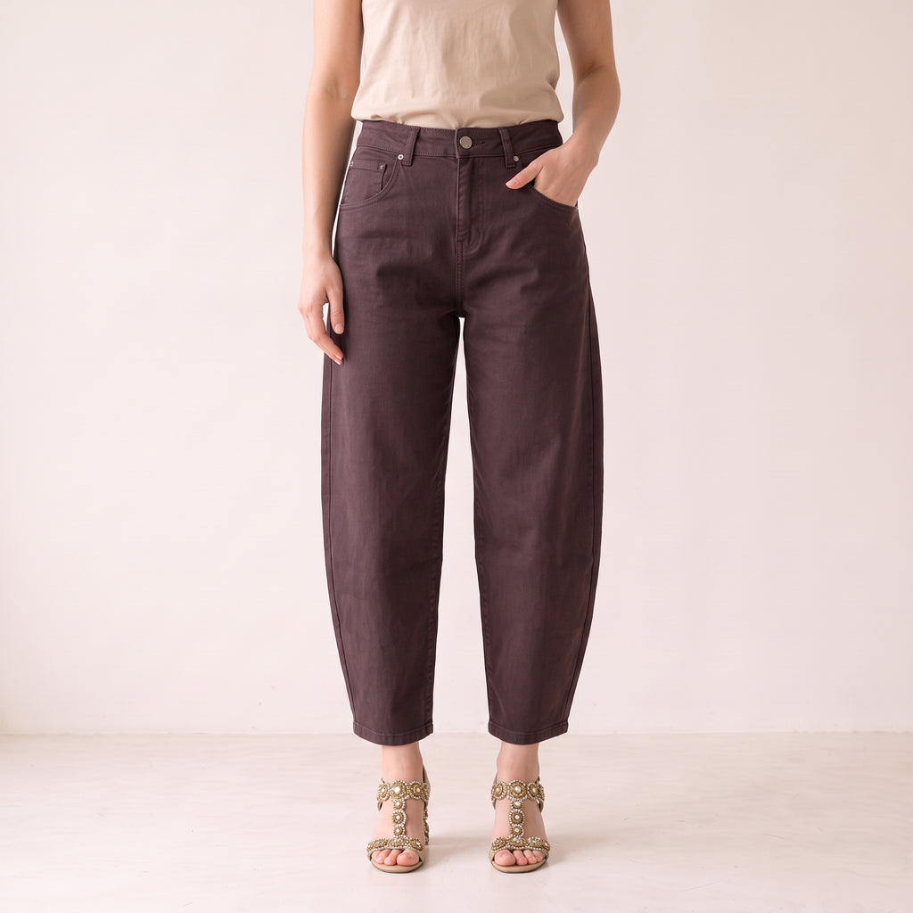 Women's Deep Brown Flexible Balloon Pants