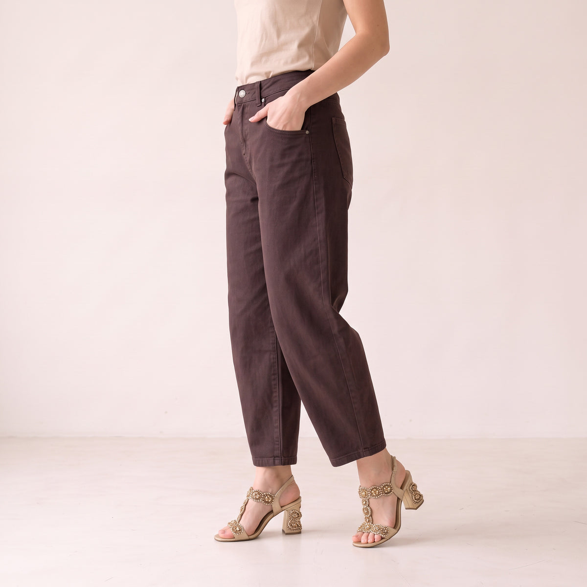 Women's Deep Brown Flexible Balloon Pants