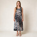 Women's Shirred Tie & Dye Dress in Black Color | Glamtree