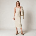 Women's Beige Knitted Two Piece Formal Dress